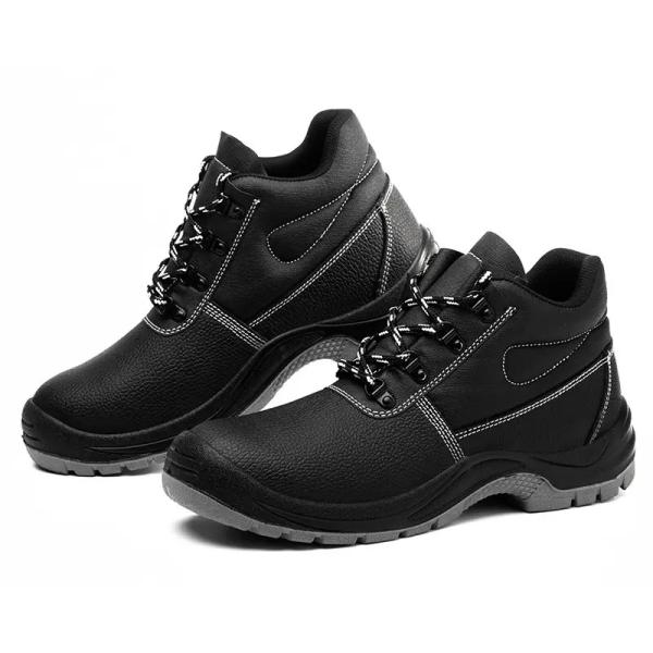 Chaussures de sécurité en cuir noir authentique en acier