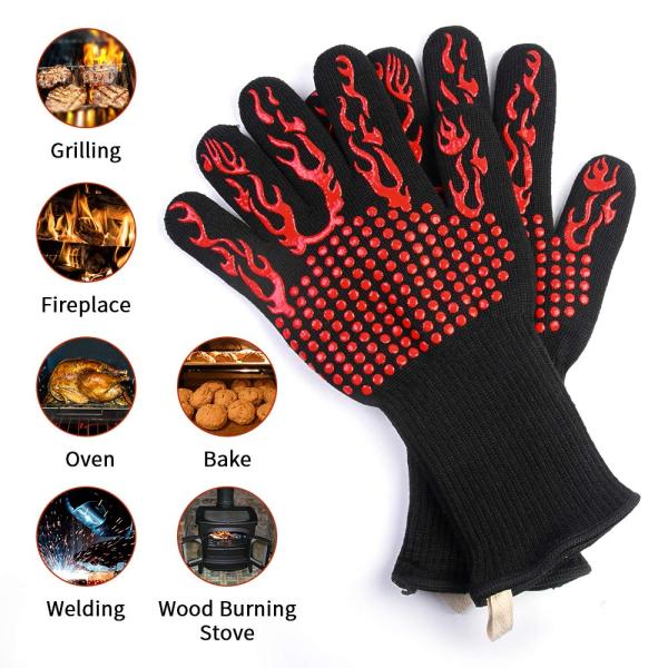 932F Extreme Heat Resistant BBQ Gloves BBQ Grill Glove For Cooking Baking