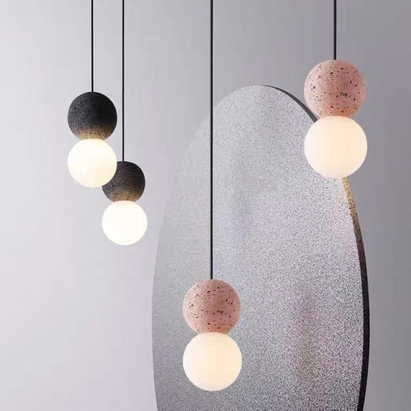 Opal White Glass Ball Light Glass Chandelier Ball Hanging Lamp Ball Light Glass Cement Pendant Lamp