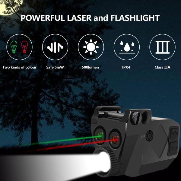 520nm / 650nm Red Green Laser Sight For Pistol 500 Lumen Light