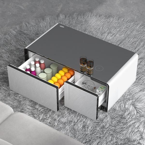 Music Table Wireless Charging Mini Fridge with Cooling Drawer and 60L Capacity