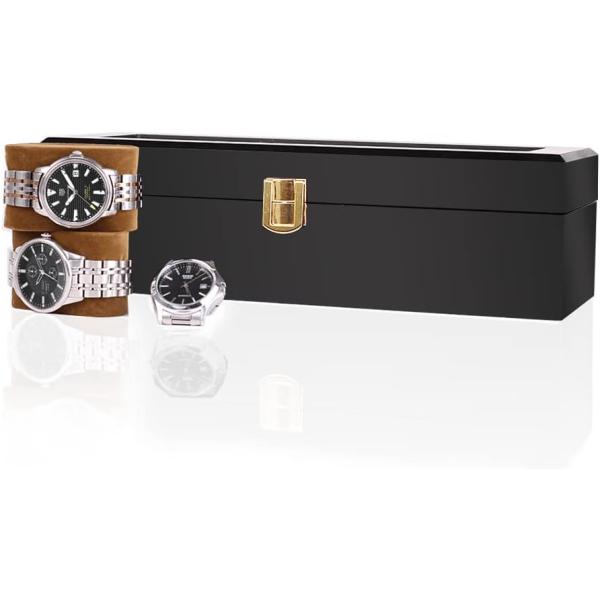 Premium Wooden 6 Slots Watch Box for Men Elegant Solid Wood Design. Perfect for Watch Storage and Display