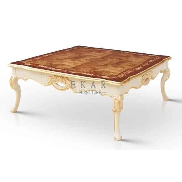 Wholesale High Gloss Finished Italian Classic Wooden Carving Tea Table