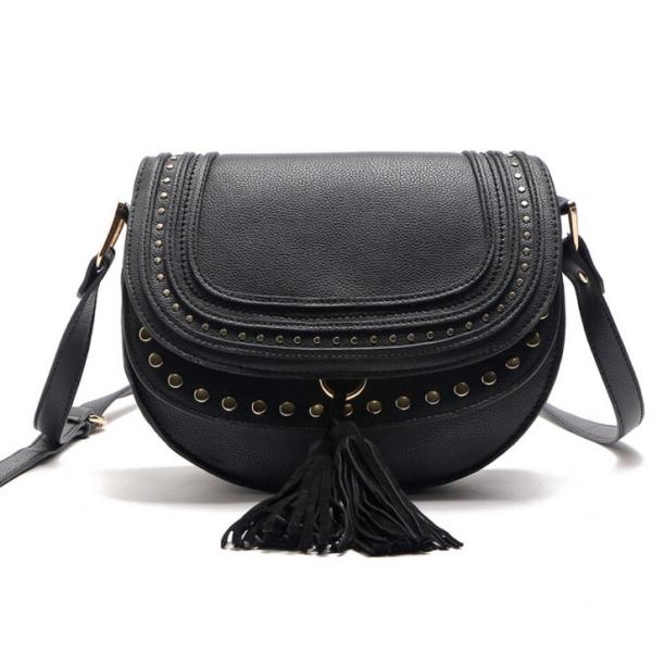 2016 spring new shoulder bag rivets tassel handbag