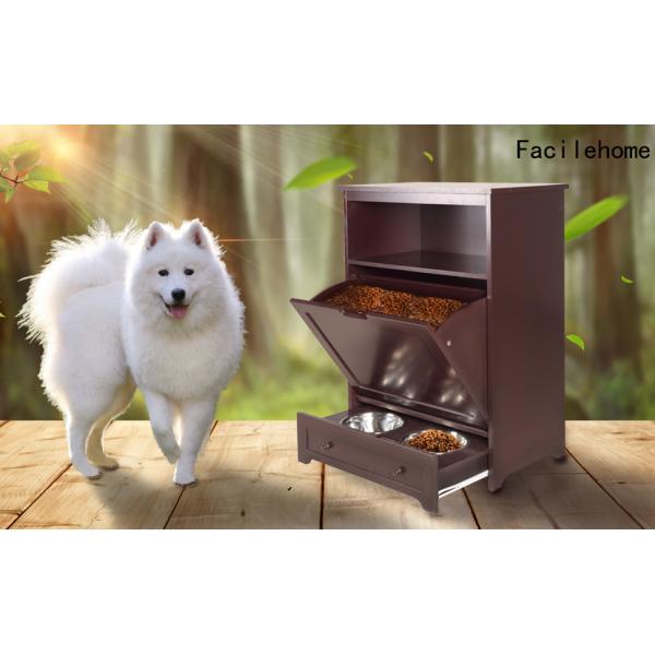 P2 Grade MDF Wood Pet Feeding Station With Storage Modern Pet Furniture