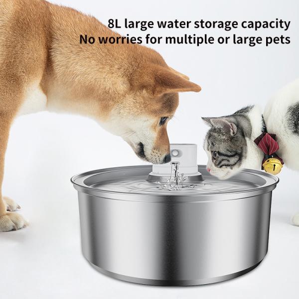 8L Pet Water Dispenser Stainless Steel Cat Water Fountain With Automatic Circulation And Electronic Smart Pet Feeder