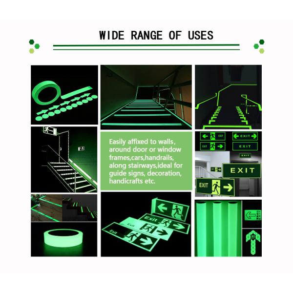 6Hours Screen Printing Exit Luminous Adhesive Vinyl Sticker Roll Photoluminescent Reflective Vinyl Film Sticker Glow In The Dark