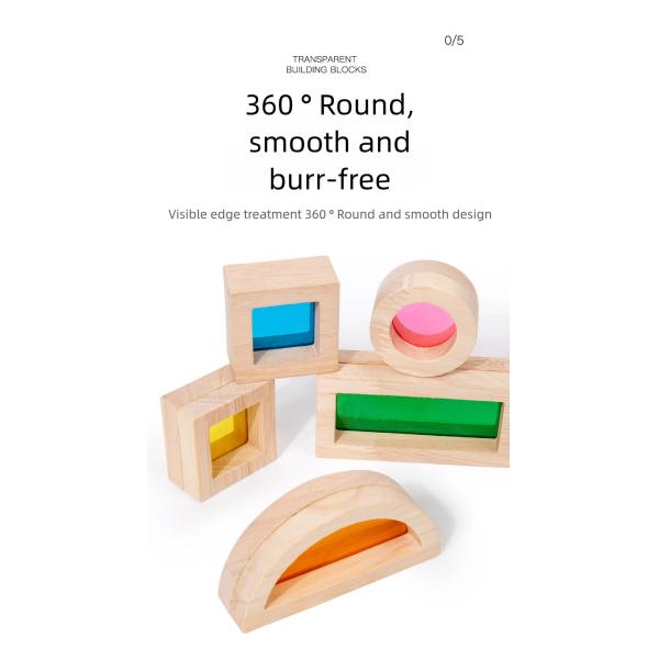 Montessori Wooden Toys Rainbow Sensory Stacking Blocks Acrylic Building Blocks for Kids