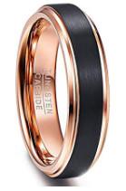 Elegant bijoux Gentdes 8mm Rose plat or et noir mat Carbide de tungstène alliance de mariage bague pour le réglage de la technologie d'incrustation