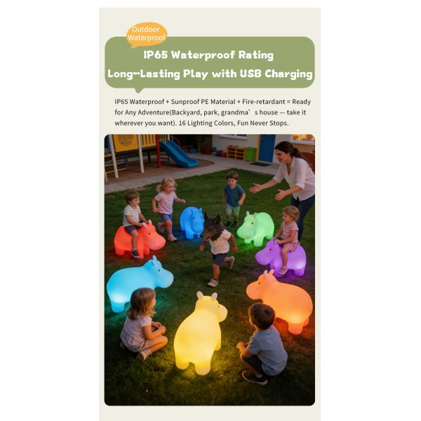 LED Light Up Hippopotamus Chair for Kids – Waterproof Sensory Seating & Ambient Furniture