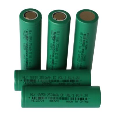 Recyclable 3.6 Volt 2500mah 18650 Battery Rechargeable High Energy Density