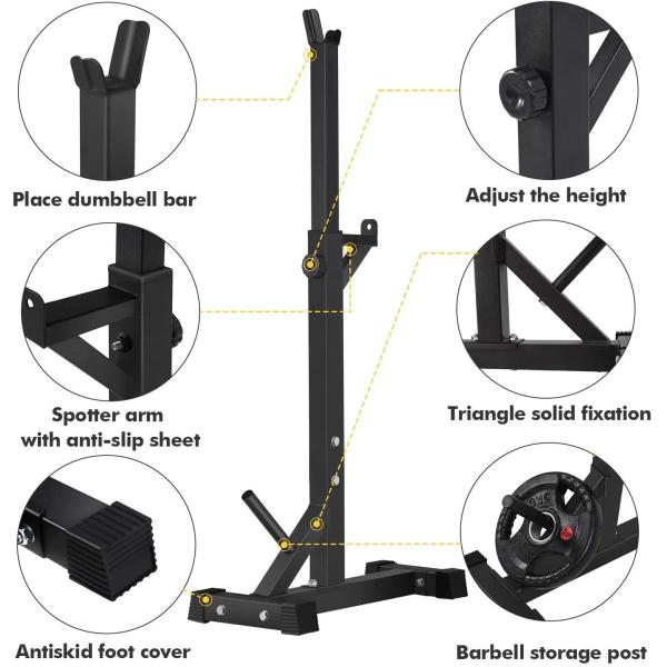 Foldable Home Gym Training Equipment Weight Bench Barbell Bar Half Squat Rack for Home