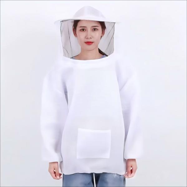 Breathable Beekeeping Jacket with Protective Bee Hat - White