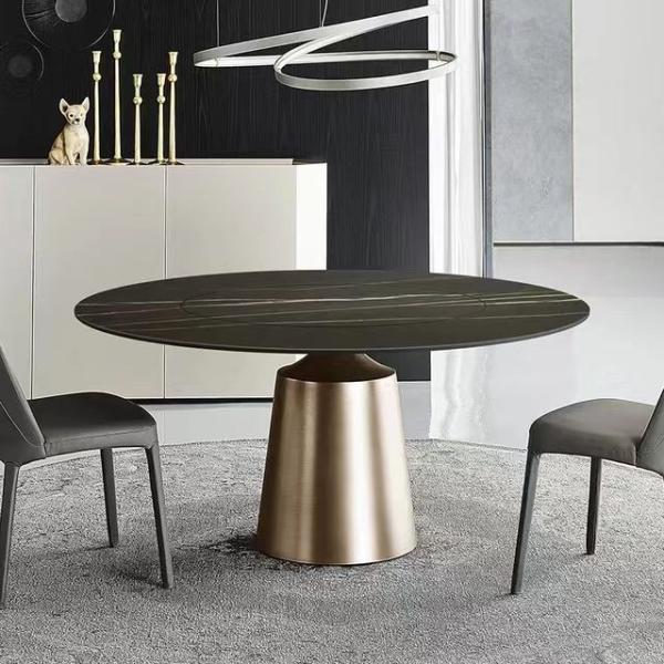 Luxury Modern Design Dinning Table Set Marble Table Stainless Steel Table With Chairs Italian Dining Room Set