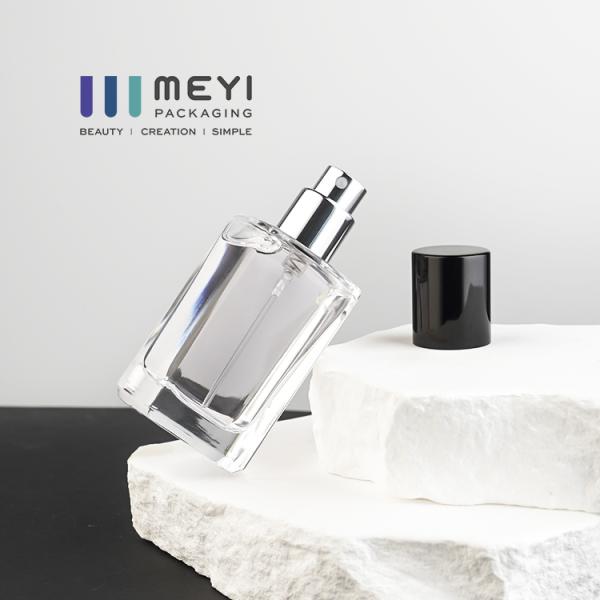 30ml Square Clear Glass Perfume Bottle with Black Cap and Pump Sprayer