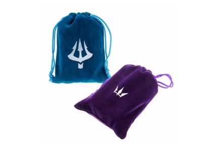 saco macio dos sacos do presente do cordão de 9 x de 11.5cm, o roxo e o azul de veludo da joia