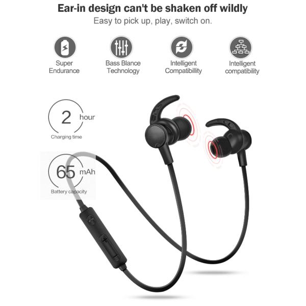 Volume Control Wireless Stereo Earphone In - Ear Earbuds For Gaming Sports Gym Running Workout