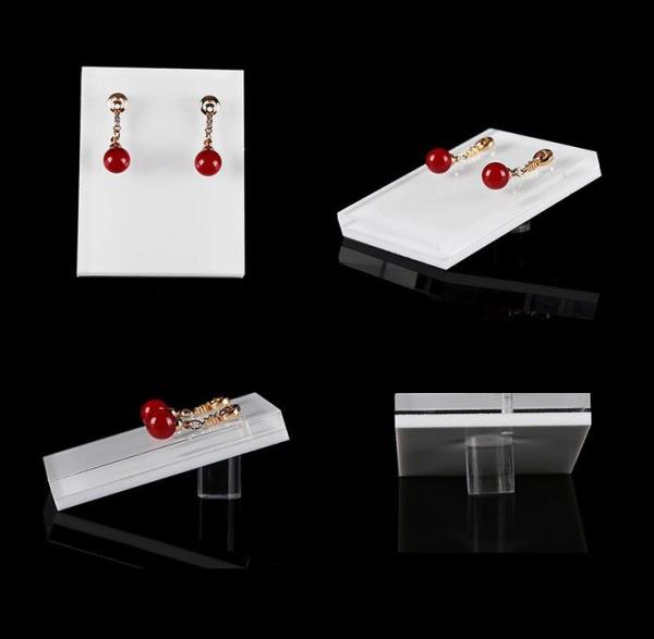 White Earring Clear Acrylic Stands 8mm 10mm Thickness With Logo Printed