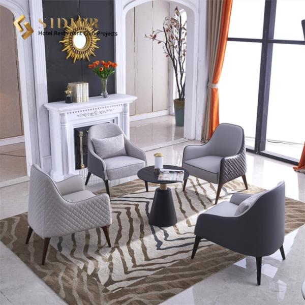 72cm Comfortable Dark Grey Leather Armchair With Solid Wood Legs