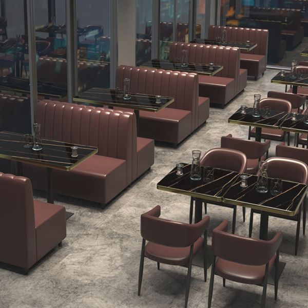 Best Price Factory Restaurant Seating Booth for Restaurant Furniture Metal Coffee Table Sets With Chairs
