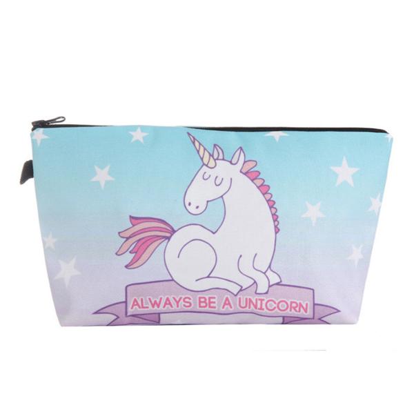Unicorn Cosmetic Pouch Bag For Makeup 18 * 13.5cm Or Custom Size Polyester Material