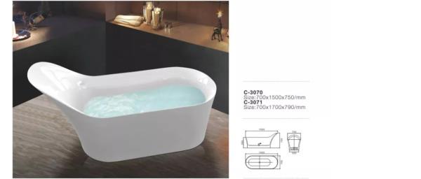 Banheira Sanitária de Acrílico Branco Adultos Banheira de 60 polegadas