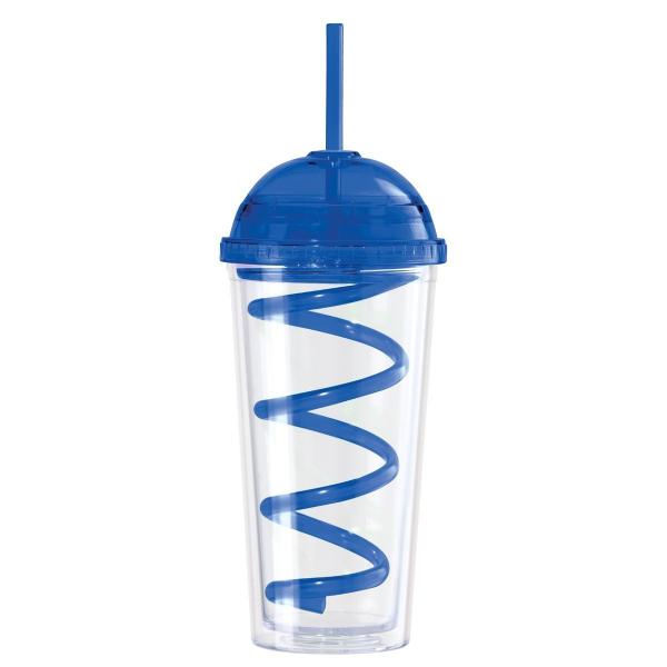 16oz AS/PS Double wall tumbler with dome lid and straw eco-friendly FDA/LFGB/CA65/CE/E