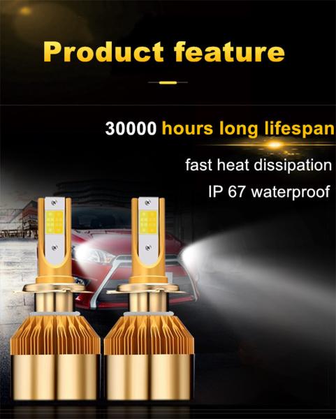 White Gold Color 12V 10000LM H4 H7 H1 H8 H9 H11 Led Car Headlight 3000K 6000K Dual Color Led Headlamp Auto Bulbs