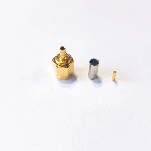 50 Ohm SMA Crimp Connector RF Male Connector DC-6GHz with Gold-plated Brass for RG58 LMR200 Coaxial Cable