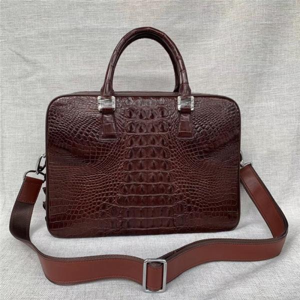 Exotic Real Crocodile Skin Zipper Closure Businessmen Laptop Briefcase Shoulder Bag Genuine Alligator Leather Male Purse