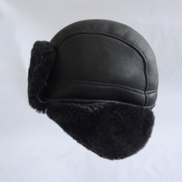 Russian Winter Fur Adult Earflaps Lamb Fur Leather 5 Panel Trooper Hat Australian Shearling Sheepskin Men Women Ushanka