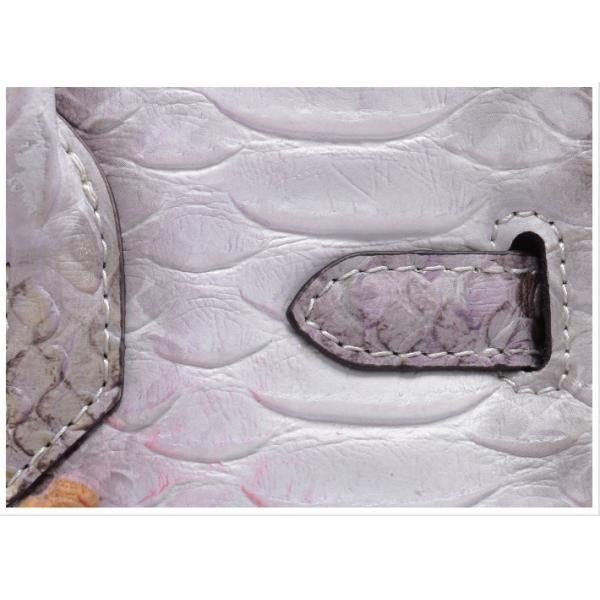 Platinum Sloping Across Single Shoulder Bag Snake Pattern Cow Leather