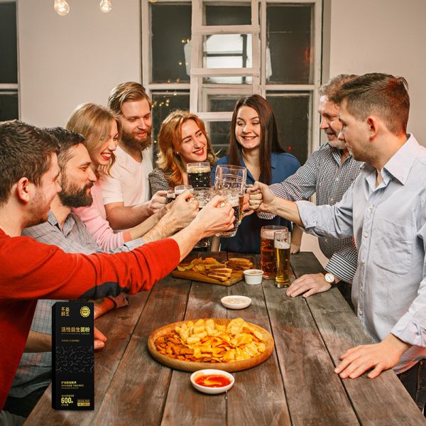 Active probiotic powder promotes alcohol breakdown and protects a healthy gut.