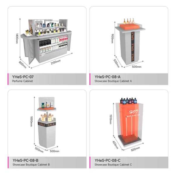 Grisa de hierro y madera para el cuidado de la piel de la tienda de productos de limpieza del estante gabinete con tiras de luz para el diseño de la tienda de venta al por menor y la pantalla de la tienda de cosméticos