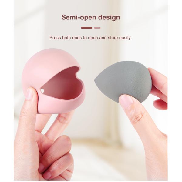 Custom Eco-friendly Soft Silicone Makeup Sponge Blender Holder Box for Cosmetic Travel