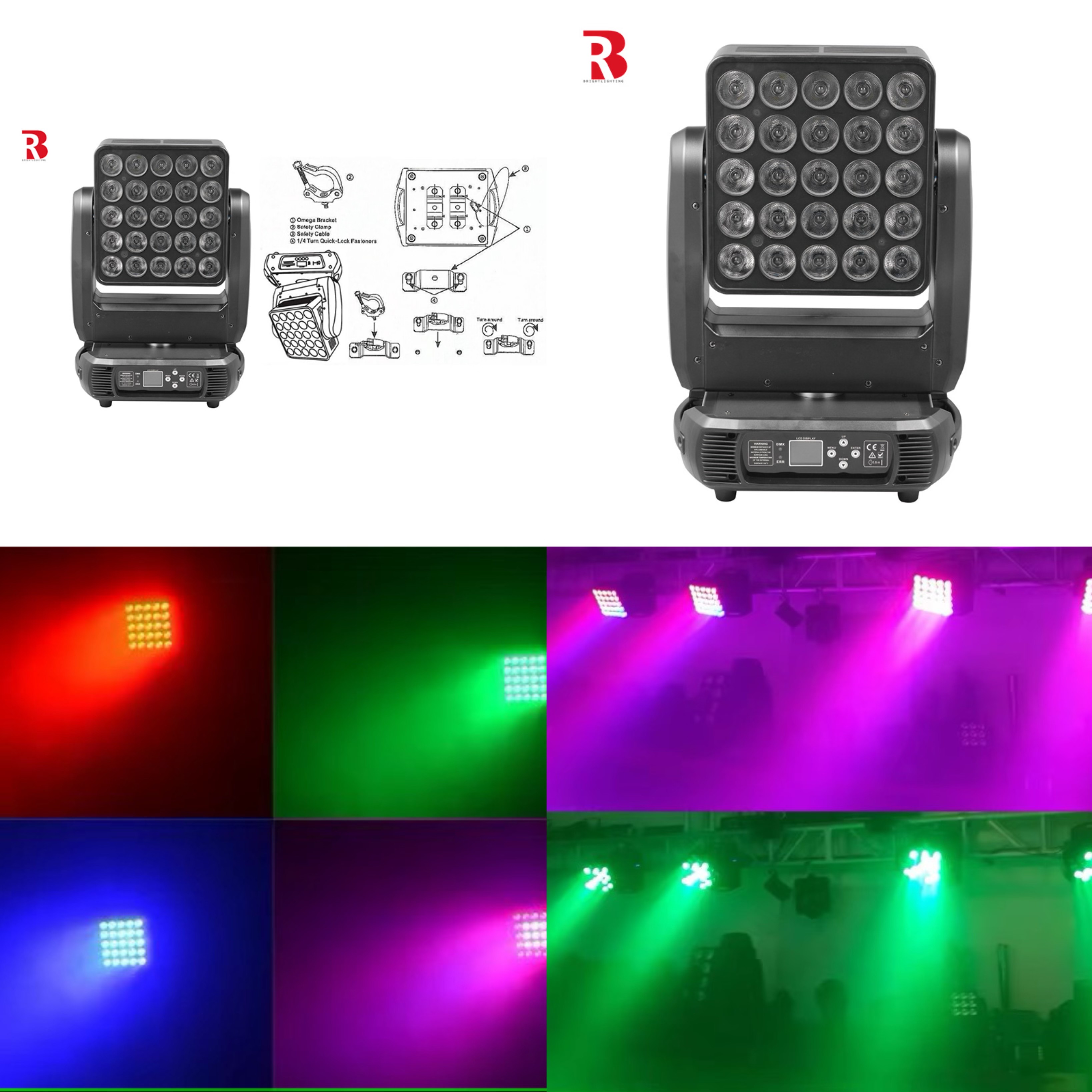 Высококачественный 5x5 Cree LED Матричный свет 25x10W RGBW Движущаяся голова Свет для дискотеки
