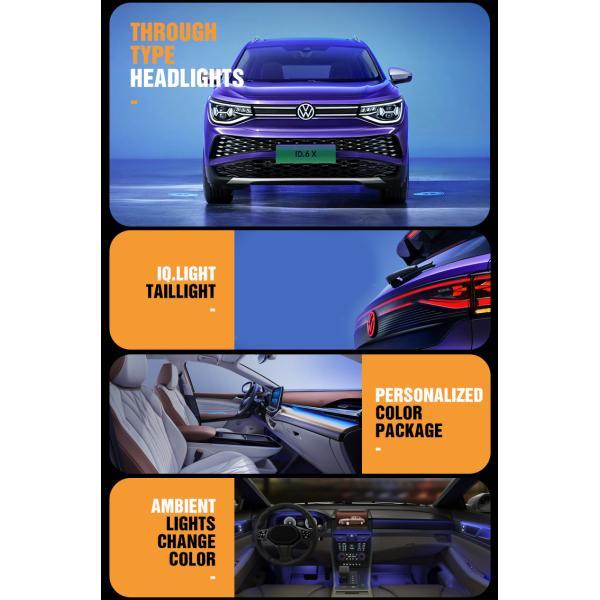 Vehículo eléctrico pequeño Vw ID6 2023 EV RHD Coche con SUV eléctrico de 7 plazas y batería de litio ternario en exterior blanco