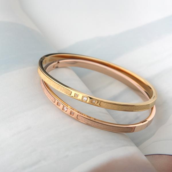 Scrub Stainless Steel Bangle, Ladies Stainless Steel Bracelet, Diamond Bangle