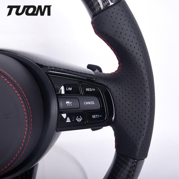 Red Stripe Carbon Steering Wheel Black Perforated Leather Honda Auto Parts