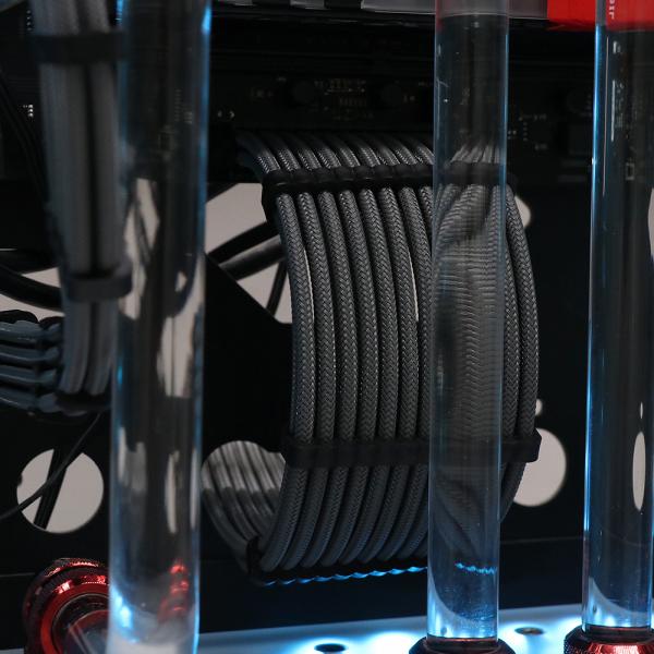 Hot Selling Arc Cable Cotton Sleeved Computer PC ATX Used Male to Female Stripped Curved Extension Cord  300mm