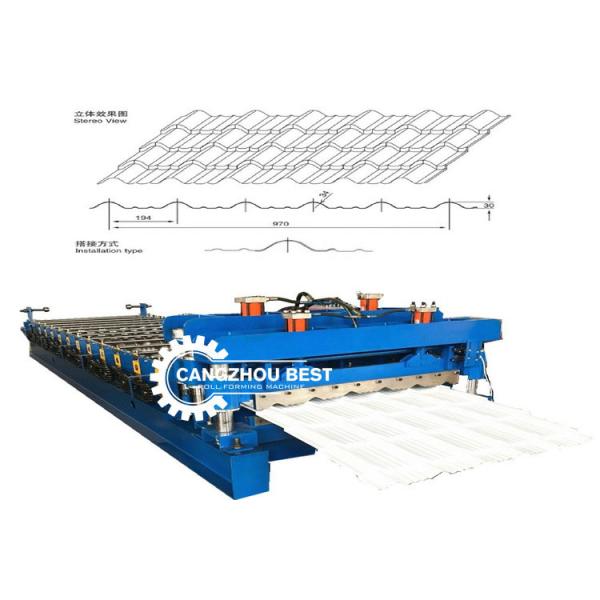 Chain Drive Roof Tile Roll Forming Machine With Hydraulic Pressing Cutting Devices