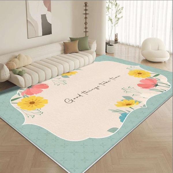 Lovely Flower Living Room Floor Carpets Imitation Cashmere Material 120*180cm