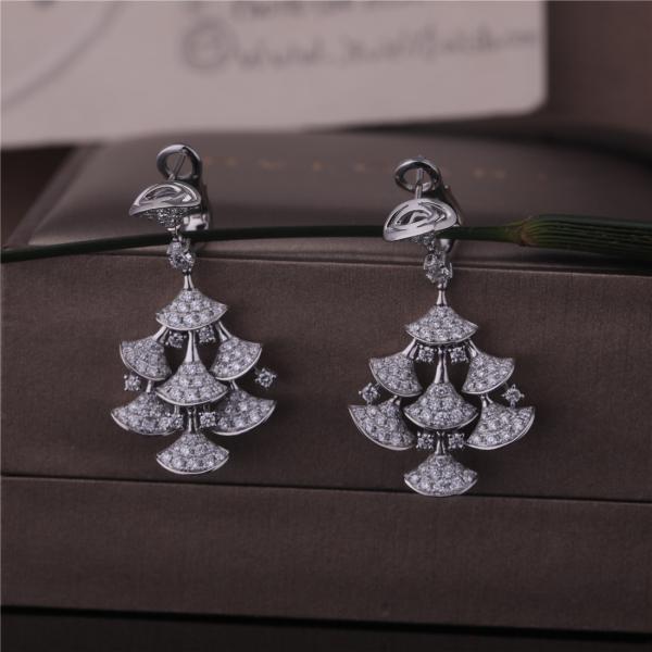 ДИВ ювелирных изделий Roma серьги МЕЧТЫ высоких в наборе белого золота 18K с 7 главными диамантами и полными диамантами pavé