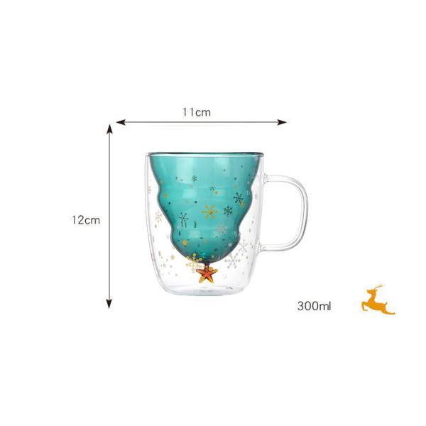 300ml Glass Christmas Double Wall Mugs with Cute Design and Custom Logo Gift Boxed