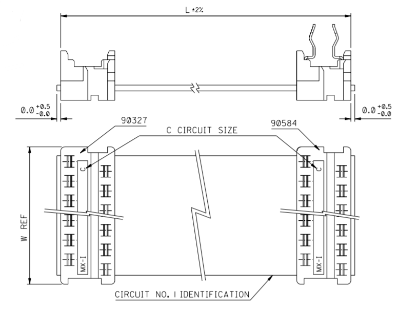 Женщина Picoflex 6pin Molex 90327 к мужскому плоскому соединительному кабелю ленты 90584