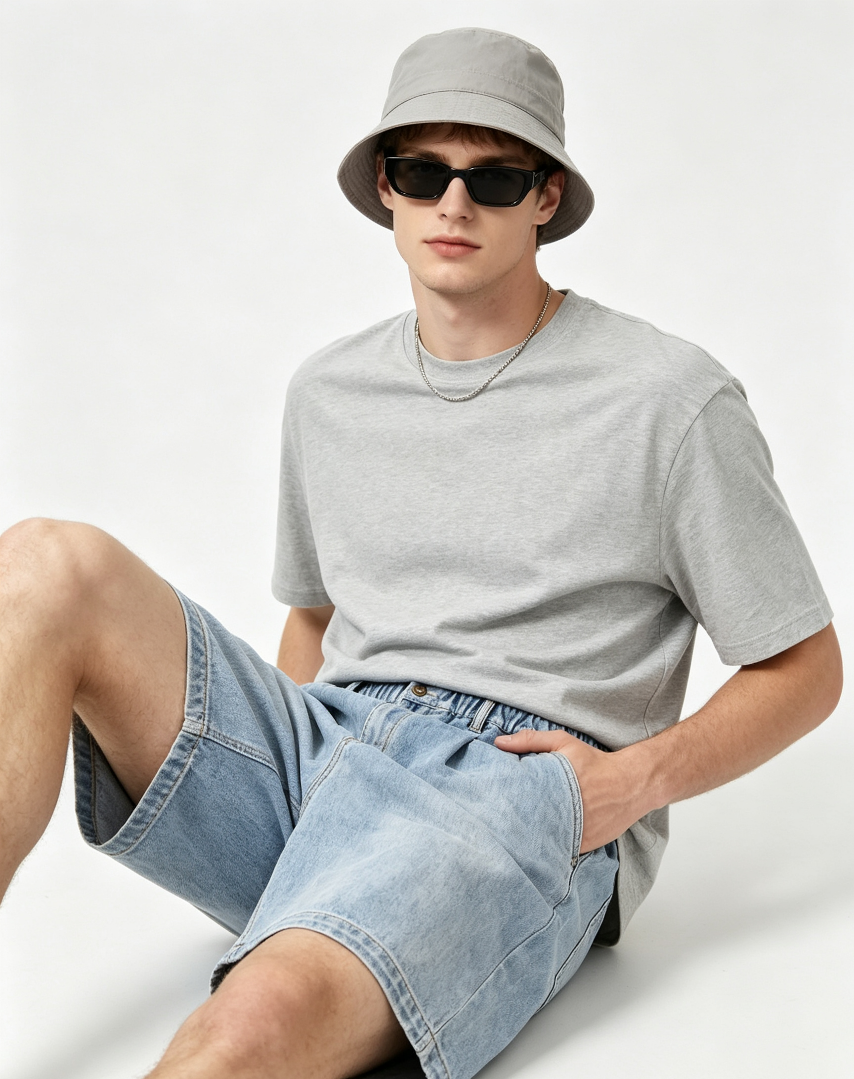 Casual Vintage Denim Shorts Snow Wash Mid Waist Jean Shorts Loose