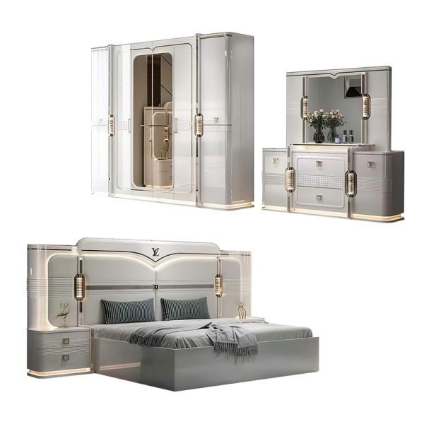 Ensembles De Chambre Coucher king Size Luxury Bedroom Sets Home Double Bed Room Wooden Turkish Modern Bedroom Furniture Set