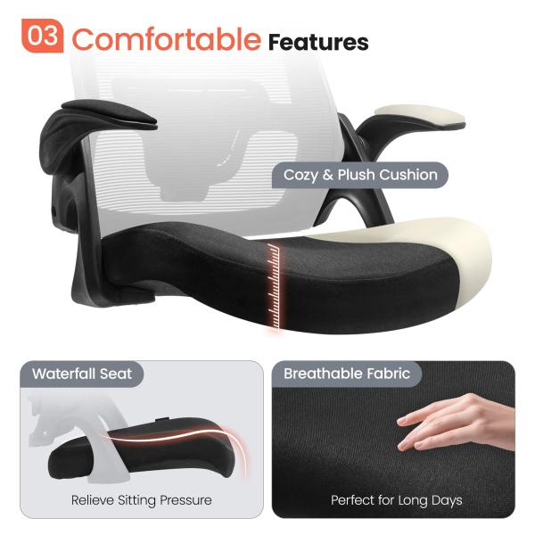 Flip-up Armrest Mesh Executive Lumbar Support Swivel Chair for Home Office by Alinunu