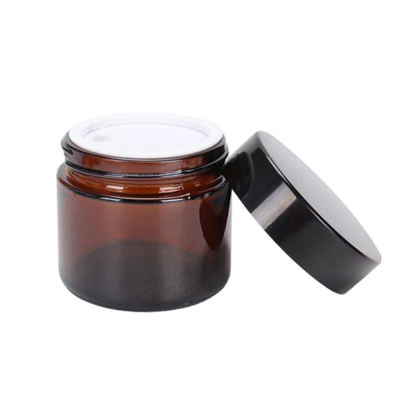 tampão preto Amber Apothecary Jars dos frascos de vidro cosméticos de 5g 20g 4oz 8oz