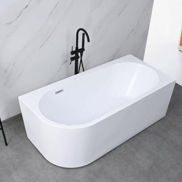 Non Toxic Indoor Acrylic Free Standing Bathtubs Corner Left 60 Inch OEM